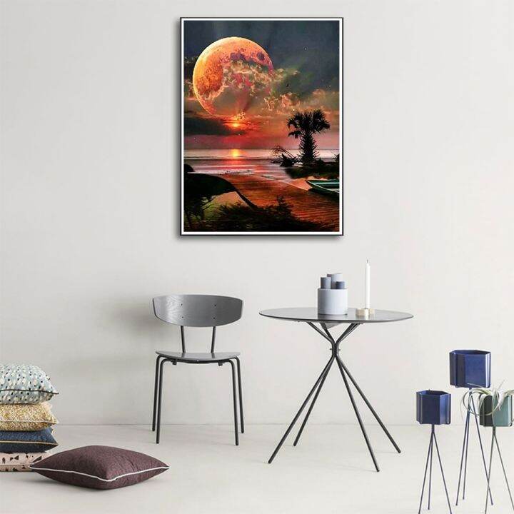 ruopoty-60x75cm-framed-oil-painting-by-numbers-moon-light-landscape-paint-by-number-handpainted-coloring-draw-craft-diy-gift