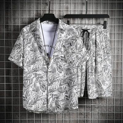 ◕™  Male Taiwan Thailand Hawaii beach clothes wind sanya tourism coconut trees flower shirt suits the American holiday