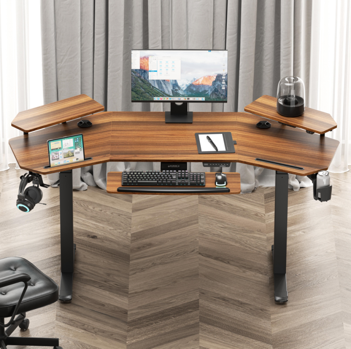 72'' Electric Standing Desk Keyboard Tray, Large Wing Shaped Studio Music Gaming Streaming Desk