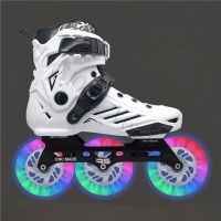 Roselle Inline Skates 3x110mm Led Wheels Flat Frame Speed Skating Patines Slalom Skate Shoes Luminous LED Flash Skating Wheels Training Equipment