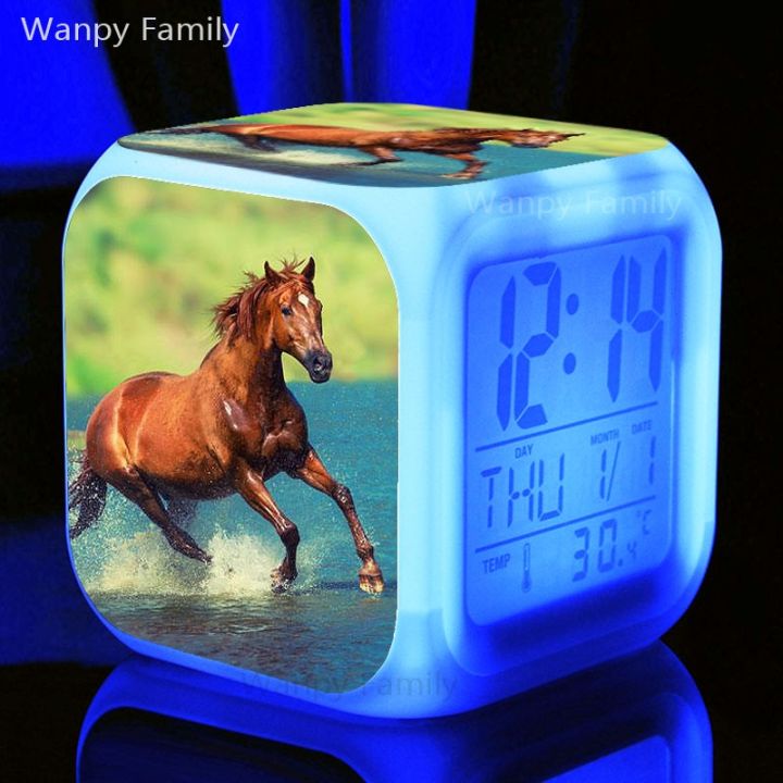 worth-buy-นาฬิกาปลุก-led-ม้าเปลี่ยนสีได้7สีนาฬิกานาฬิกาดิจิตอลเด็กเทศกาลใช้งานได้หลากหลาย