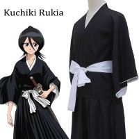 คุจิกิลูเคียคอสเพลย์ชุดแต่งกายคอสเพลย์ Bleach Bankai กิโมโนเครื่องแบบ Rukia Kuchiki วิกตายชุดฮาโลวีน