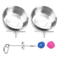 5Pack Stainless Steel Bird Feeder Set-Parrot Feeding Dish Cups Food Water Bowls Bird Food Holder for Cages Small Animals