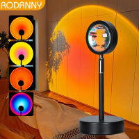 Rodanny Rainbow Sunset Atmosphere Led Light Sunset Light For Home Bedroom Bar Coffee Store Background Wall Tiktok USB Table Lamp