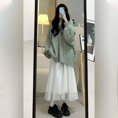 [COD] size womens 2022 autumn and winter style salt gentle age reduction thick sweater temperament fairy two-piece set
