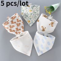 【YD】 5pcs/set Baby Bibs Cotton Cartoon Print Saliva Boys Feeding Apron