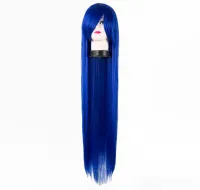 Cos-play Wig Fei-Show Synthetic Heat Resistant 100 CM/40 Inches Straight Diamond Blue Hair Halloween Costume Salon Hairpiece Wig  Hair Extensions Pads