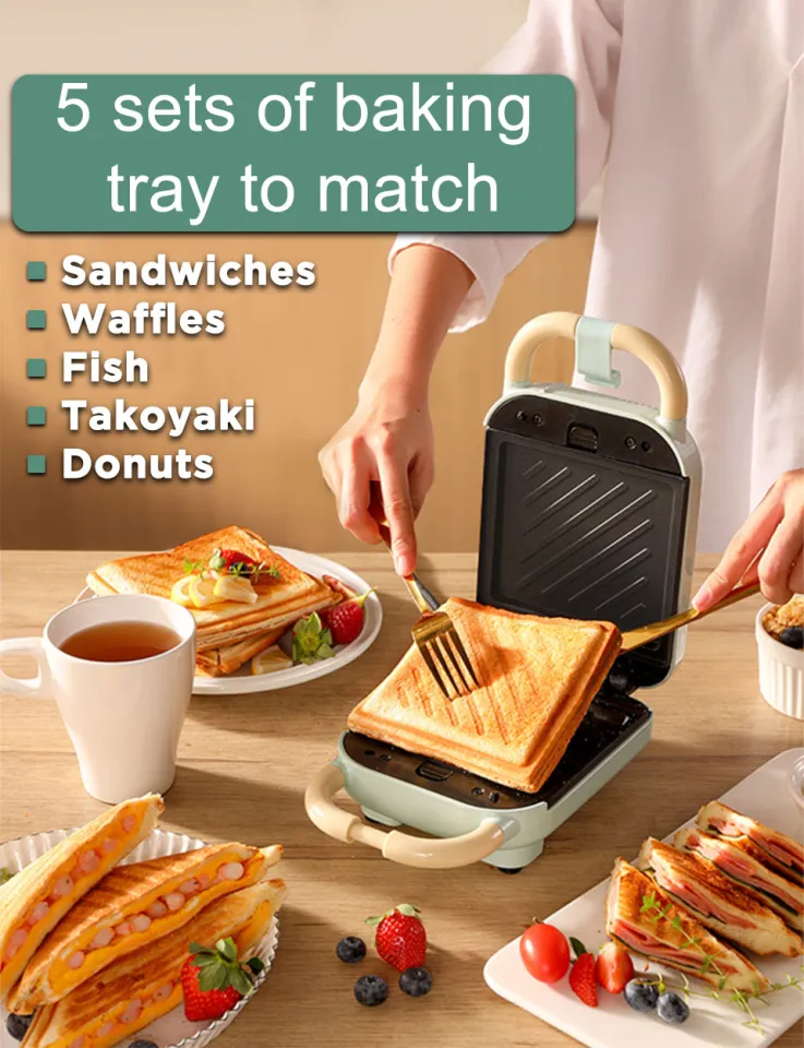 Mini Sandwich Maker 3 in 1 Electric Toaster Waffle Maker Breakfast Machine  Pancake Egg Multi Double Heated Toaster Baking Oven