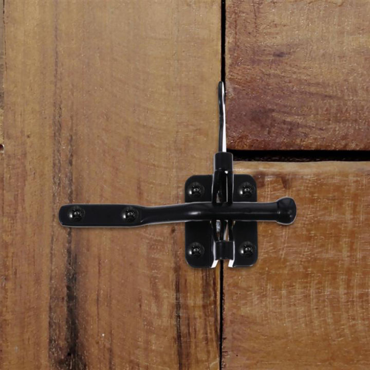 ล็อคตัวเองอัตโนมัติแรงโน้มถ่วงรั้วคันโยกสลักรั้วล็อคประตูไม้รั้วประตูประตูสลักเหล็กสีดำ