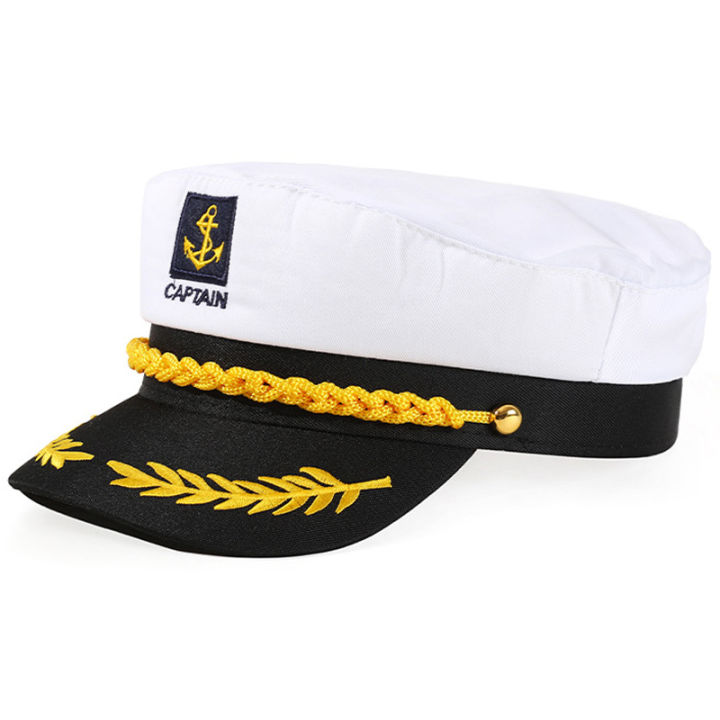 คอสเพลย์หมวกเรือธีมทางทะเลหมวกกัปตันสีขาวหมวกแก๊ปเรือหมวกปาร์ตี้ตลก