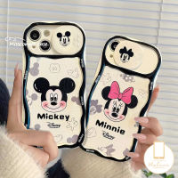 เคสนิ่มลายการ์ตูนดิสนีย์มิกกี้โทรศัพท์มินนี่,เคสคู่น่ารักใช้ได้กับ IPhone 7Plus 11 14 13 12 Pro Max 7 8 6S Plus XR X XS Max เลนส์กล้องถ่ายรูปหน้าต่างแบบดึง