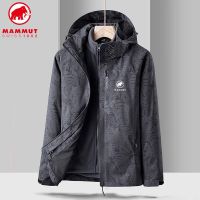 MAMMUT เสื้อแจ็คเก็ตผู้ชายสามในหนึ่ง,ฤดูใบไม้ร่วงและฤดูหนาวขนาดใหญ่ทรงหลวมบวกขนแกะหนาแจ็คเก็ตมีฮู้ดกันลม