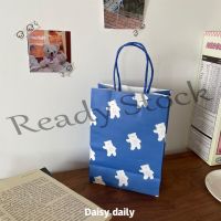 【hot sale】 ✾﹊ B41 cute cartoon blue white bear dot pattern paper bag hand bag gift bag kraft paper shopping bag packing bag