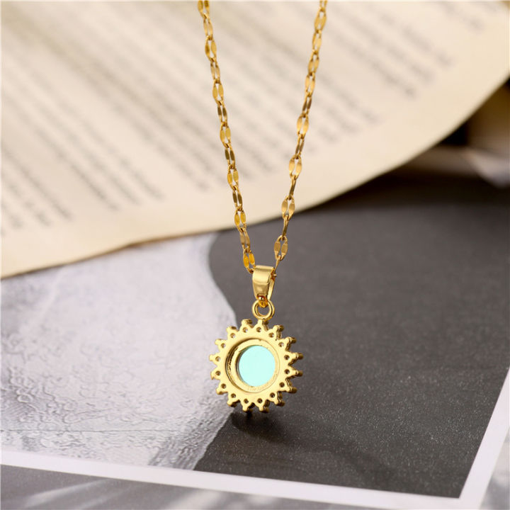 sweet-magic-colorful-sunflower-pendant-korean-fashion-choker-necklaces-for-women-cute-elegant-no-fade-stainless-steel-neck-chain