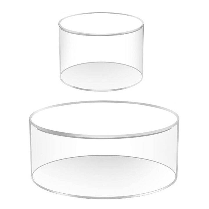 2Pcs Acrylic Fillable Cake Display Board Clear Round Fillable Cake Stand Display Box for Wedding