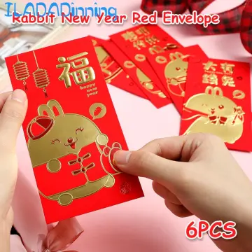 6pcs 2023 Year Of The Rabbit Red Envelope Cute Chinese Zodiac Rabbit Red  Packet