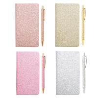 LX0B Glitter Powder A6 Notebook with Pen Set Thick Classic Premium Paper Diary Journal 96 Pages Soft Writing Notebook for Women