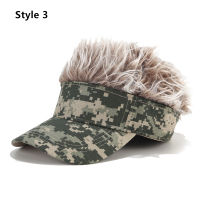 Creative Men Short Wig Camouflage Baseball Cap Adjustable Visor Spiked Hair Casual Tennis Hat