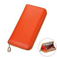 Wallet Female Genuine Leather Wallet Many Departments Purse Yellow Red Zipper Women Wallets Long Coin Purse RFID Card Holders