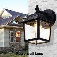 Retro E27 Wall Lamp Outdoor Waterproof Corridor Pathway Glass Lantern Light Sconce Courtyard Villa Garden Balcony Lighting