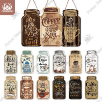 Putuo Decor Coffee Plaques Mason Jar Shape Wooden Signs Irregular Plate for Cafe Decoration Kitchen Wall Decor Decorative Plaque