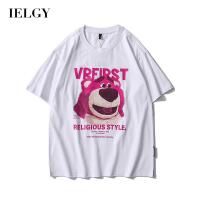 เสื้อยืดแขนสั้นผู้หญิงการ์ตูนหมีน่ารักจาก IELGY ทรงหลวม