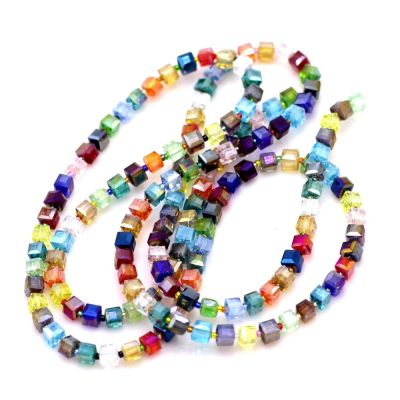 100pcs/set 6mm Loose Faceted Glass Square Beads For Jewelry Bracelets Necklaces Making Needlework Ac