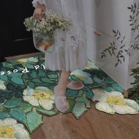 Wire circle door porch mat white roses introduction to northern wind room floor mat household outdoor ceng soil stain resistant mat