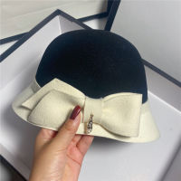 Autumn and winter pure wool bowknot Fisherman hat French luxury retro elegant basin hat Japanese bowler hat lady 2021