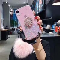 P30 P20Pro 3D Diamond Holder Stand Glitter Strap Hairball Phone case For Huawei Mate 30 20 Pro Mate 9 10 Pro P9 10 Plus Cover