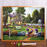 House Garden Printed Canvas 11CT Cross Stitch DIY Embroidery Full Kit DMC Threads Craft Needlework Handiwork Sewing For