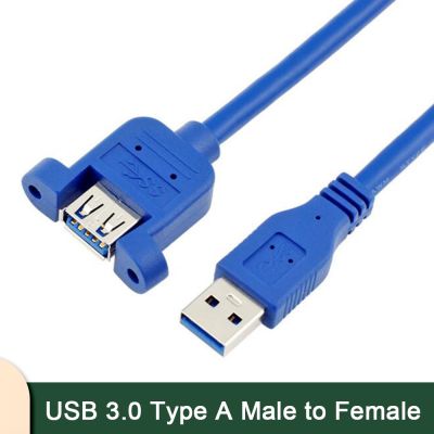 Kabel ekstensi USB 3.0 Tipe A pria ke wanita kabel ekstensi 0.3M 0.6m 1M 1.5M 1.8m 2m 3M kabel USB untuk kamera HDD Printer dengan mur tanam
