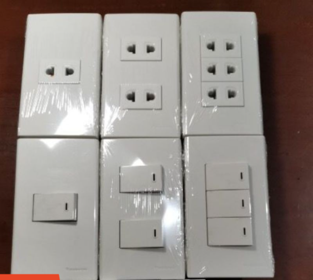 Panasonic wide series switch and outlet. 1 gang, 2gang, 3 gang. 1 way
