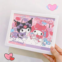 อีเอฟซีดี【?Sanrio ภาพวาดเพชรกรอบพลาสติก Kawaii Kuromi/mylody กล่องสีแฮนด์เมดพร้อมกรอบ