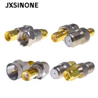 JXSINONE 4PC F Connector To SMA Connector Female Jack To Male Plug Straight RF Coaxial Adapter Gold Tone Electrical Connectors