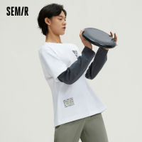 Semir เสื้อยืดแขนยาวผู้ชาย,เสื้อถัก2023ฤดูใบไม้ผลิเสื้อสองชิ้นลำลองเท่ลำลองผ้าฝ้ายบริสุทธิ์แนวสตรีทเสื้อถักทรงหลวมสำหรับผู้ชาย