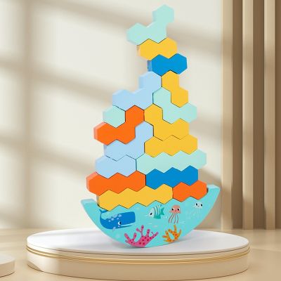 [COD] Childrens wooden balance stacking high concentration training hand-eye coordination puzzle early education toys parent-child interactive