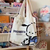 Sanrio pochacco กระเป๋าผ้าแคนวาสกระเป๋าโท้ทญี่ปุ่นฮาราจูกุสาวน่ารักสะพายไหล่เวอร์ชั่นเกาหลีนักเรียนระดับประถมสดกระเป๋าถือ