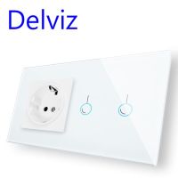 Delviz Eu สวิตช์สัมผัสมาตรฐาน Eu 2แก๊งควบคุม1way คริสตัลหน้าจอโทรศัพท์พอร์ต Usb คู่สวิทช์ไฟติดผนังปลั๊กไฟยูเอสบี16a