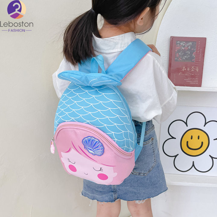 กระเป๋านักเรียนกระเป๋าลายการ์ตูนน่ารักนางเงือกสำหรับเด็กเด็กหญิงเด็กชายอนุบาลน้ำหนักเบาระบายอากาศ
