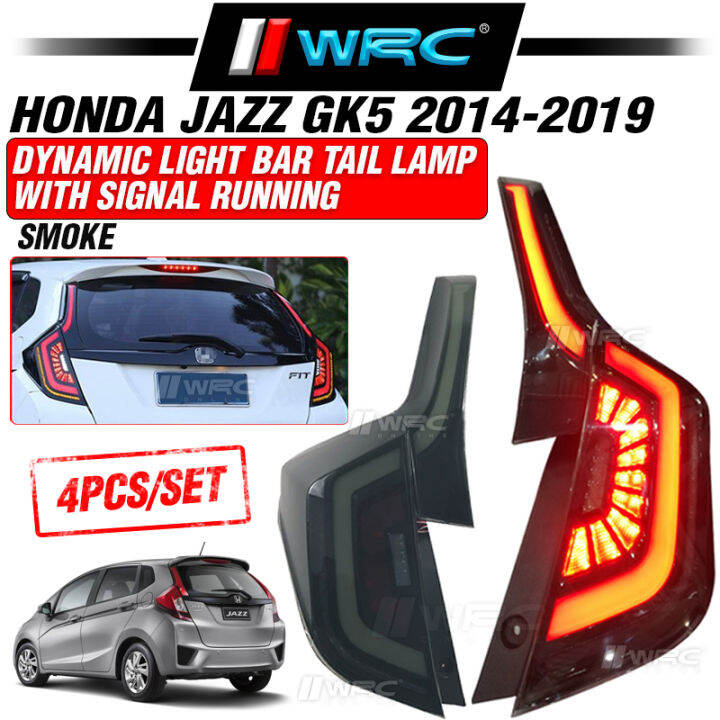 ( 904 ) Honda Jazz GK5 2014 2019 Dynamic Light Bar Tail Lamp With Signal Running ( Smoke