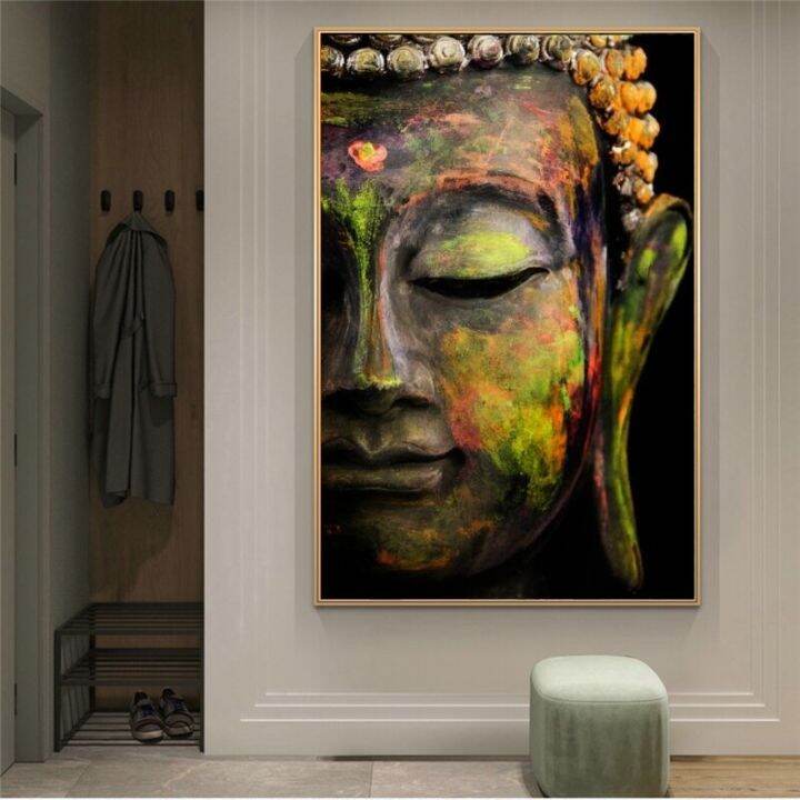 Vivid Large Buddha Wall Art Canvas Prints Modern Buddhism Canvas Art