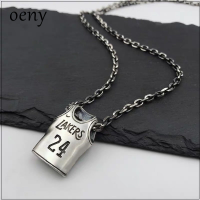 Oeny NBA No. 23,No. 24 Logo Jersey Titanium Steel Trendy for Man woman Hip hop Sweater Hoodie Chain Basketball Necklace