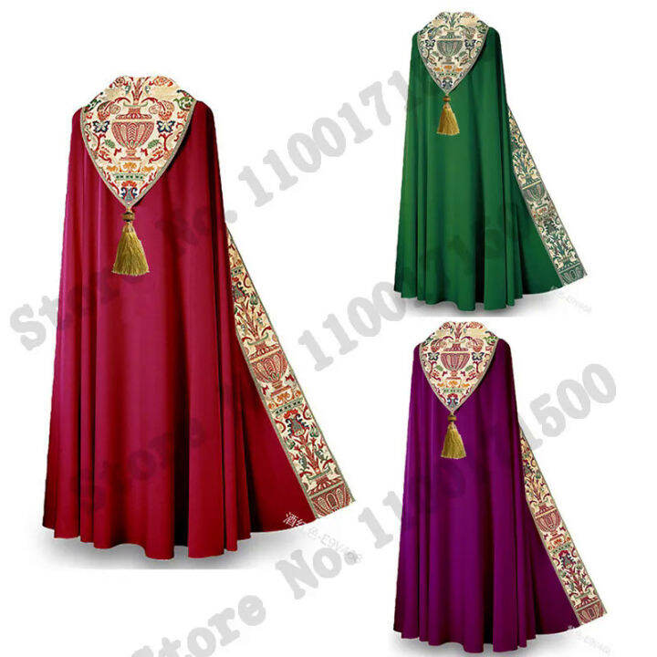 Men Medieval R Shawl Cloak Prayer Robes Church Dress Carnival Priest ...