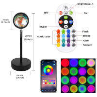 LED RGB โคมไฟพระอาทิตย์ตกที่มีบลูทูธ APP ควบคุมดวงจันทร์ Proector Aura บรรยากาศไฟสำหรับบ้านอารมณ์การถ่ายภาพพื้นหลัง