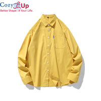 Cozy Up เสื้อเชิ้ตชายแขนยาวเสื้อยืดแขนยาวชายคอ Casual