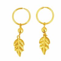 ✱❧ Genuine Hong Kong Gold Earrings Leaf Earrings Womens Exquisite Leaf Earrings Versatility Maple Leaf Earrings for Mom