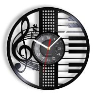 Treble Clef Piano Vinyl CD Disc Wall Clock Musical Instrument Wall Watch With LED Vintage Retro Music Inspired Gift For Pianoist