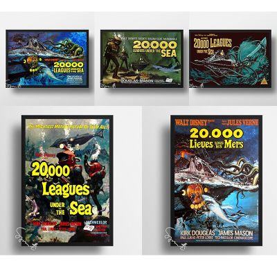 คลาสสิกหนังสือภาพยนตร์ปกโปสเตอร์บาร์ Cinema ตกแต่งผนังผนังศิลปะรูปภาพสำหรับเด็ก20000ลีกภายใต้ทะเลผ้าใบโปสเตอร์