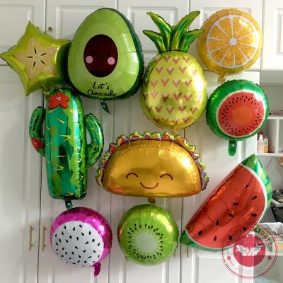 hotx【DT】 Big Fruit Balloons Strawberry Avocado Aluminum Foil Helium Watermelon Cactus Ballon Childrens Theme